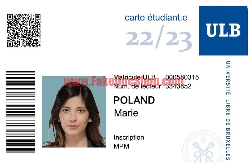 University Libre DE Bruxelles Student ID Card PSD Template