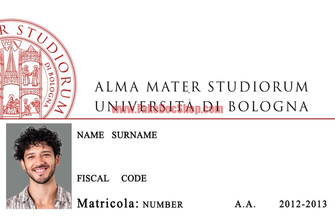 University OF Bologna Student ID Card PSD Template 1