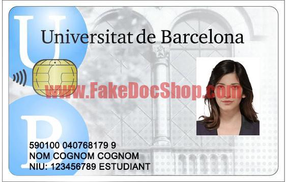 University Of Barcelona Student ID Card PSD Template
