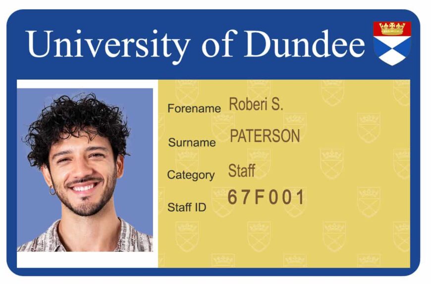 University Of Dundee Student ID Card PSD Template