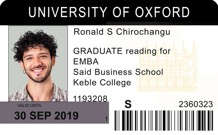 University Of Oxford Student ID Card PSD Template