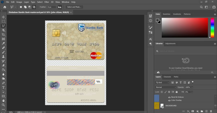 Zimbabwe Stanbic Bank MasterCard Credit Card PSD Template