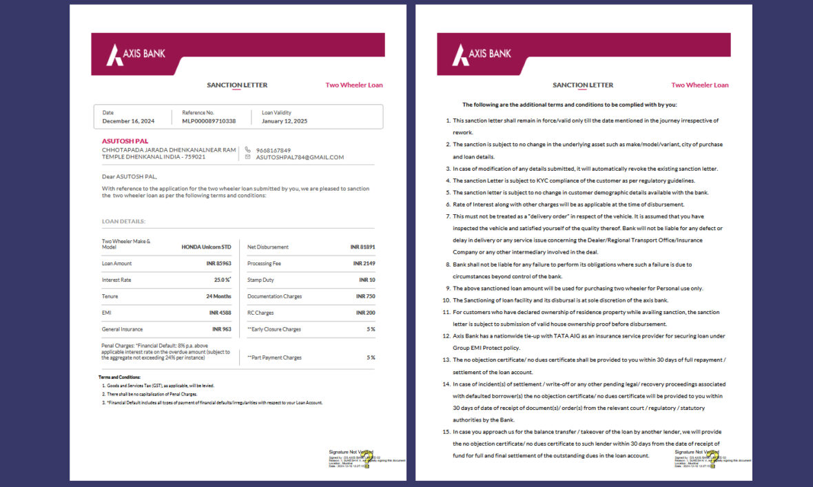 Bank of India Sanction Letter Template in word and pdf format