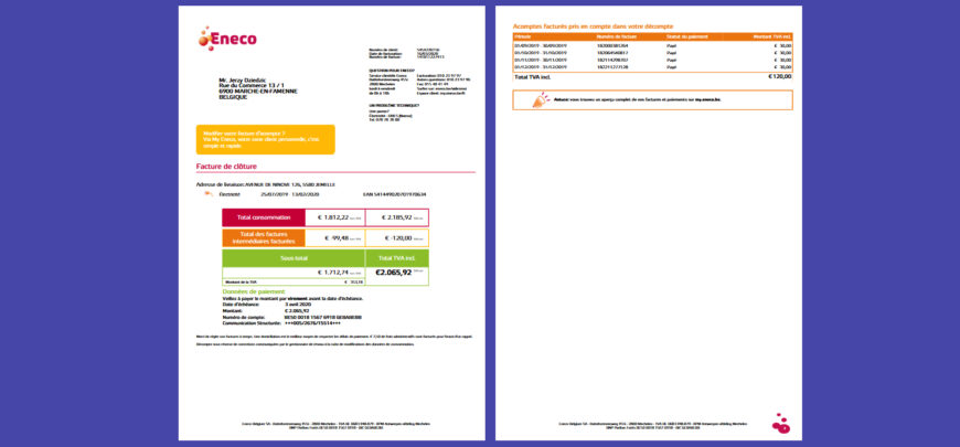 Italy ENECO Electricity Bill Template in word and pdf format