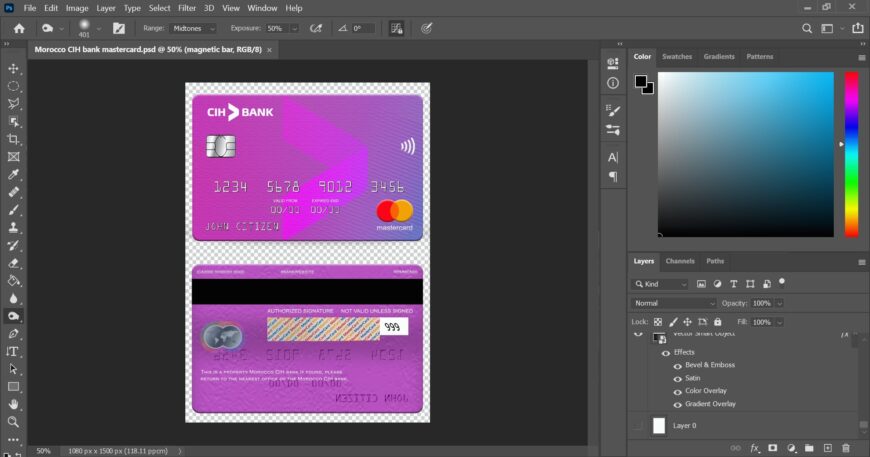 Morocco CIH Bank Mastercard PSD Template