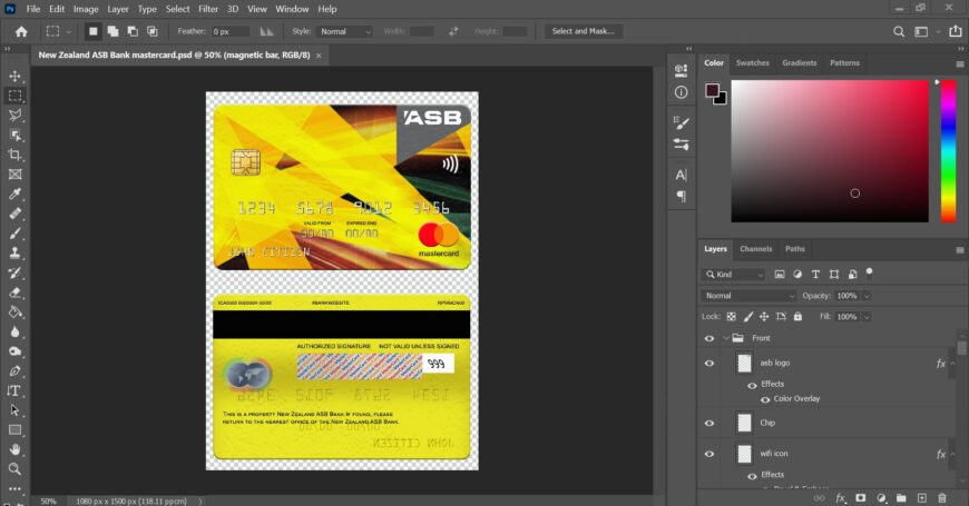 New Zealand ASB Bank MasterCard PSD Template