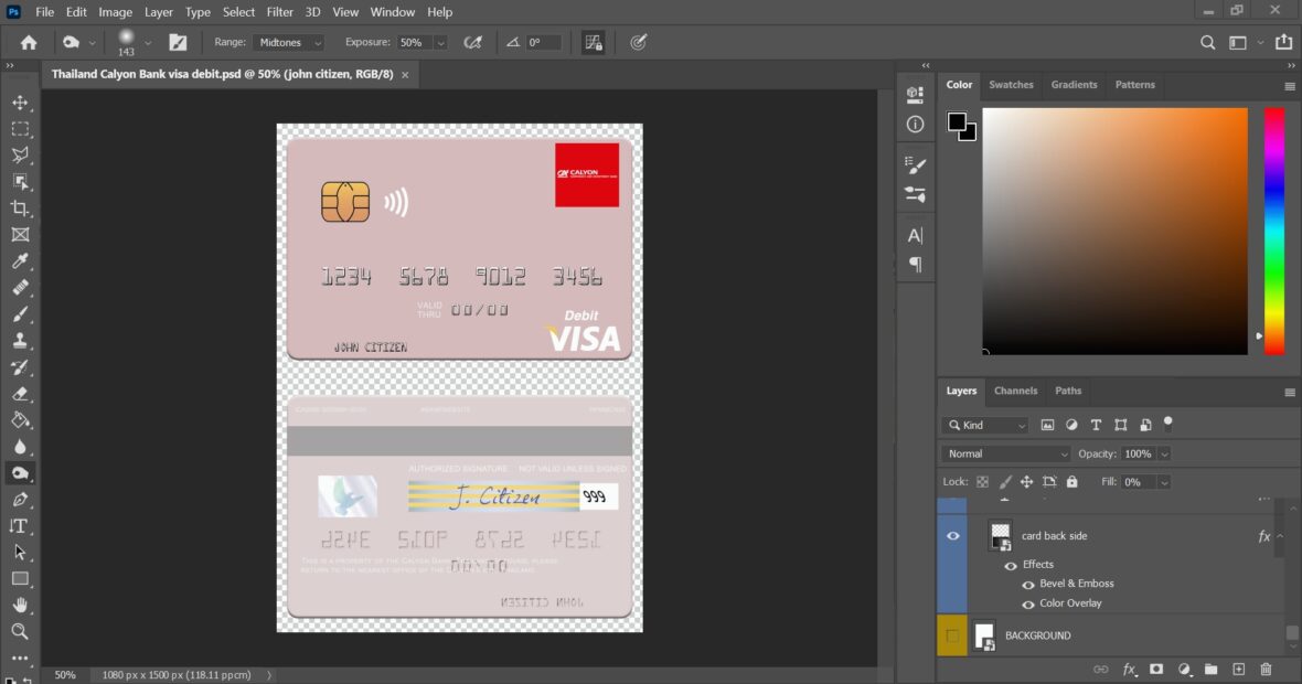 Thailand Calyon Bank Visa Debit Card PSD Template