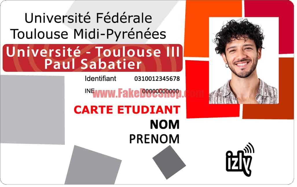 Universite Toulouse III Paul Sabatier Student ID Card PSD Template