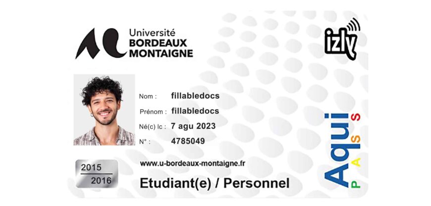 University Bordeaux Montaigne Student ID Card PSD Template