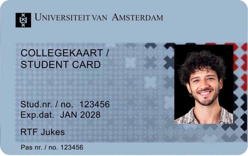 University Of Amsterdam Student ID Card PSD Template