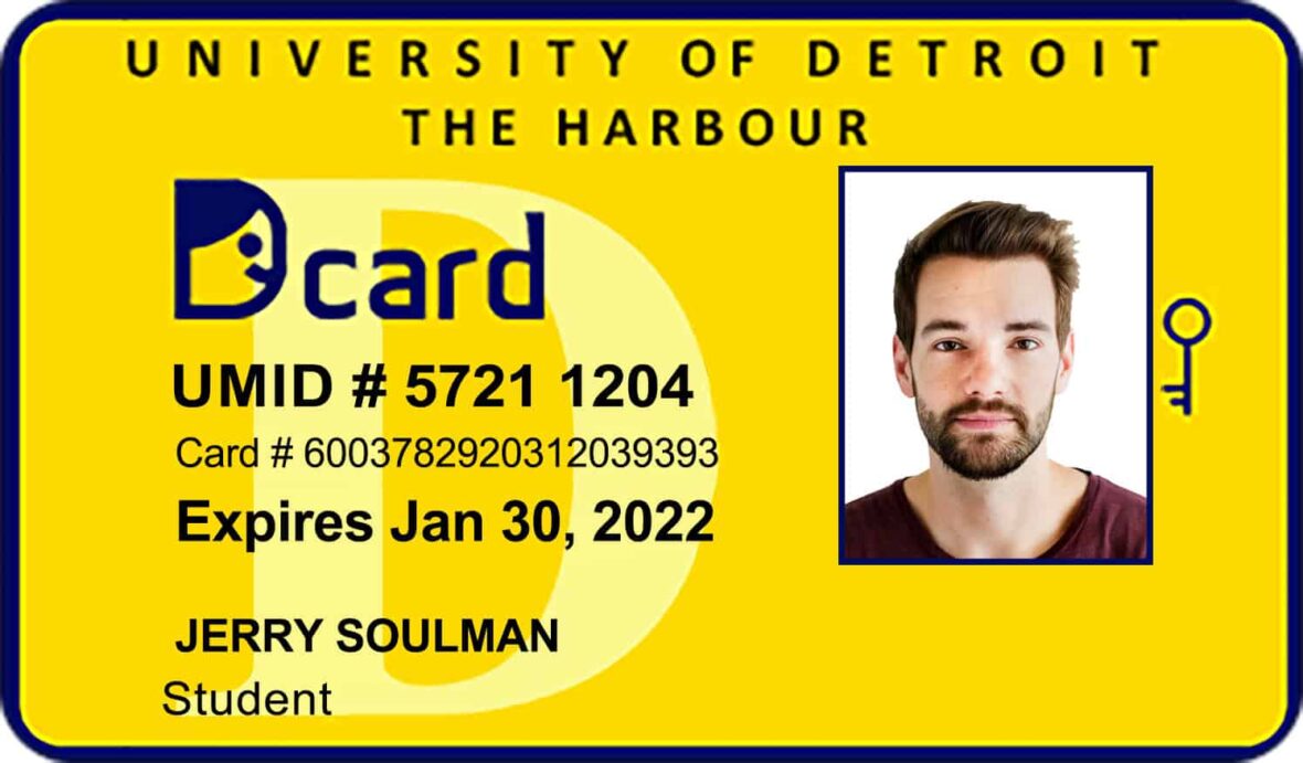 University Of Detroit The Harbour Student ID Card PSD Template