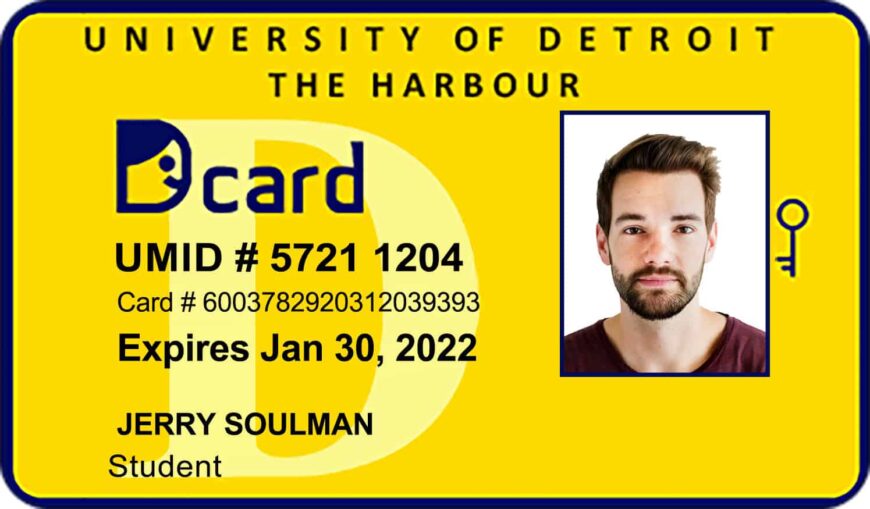 University Of Detroit The Harbour Student ID Card PSD Template