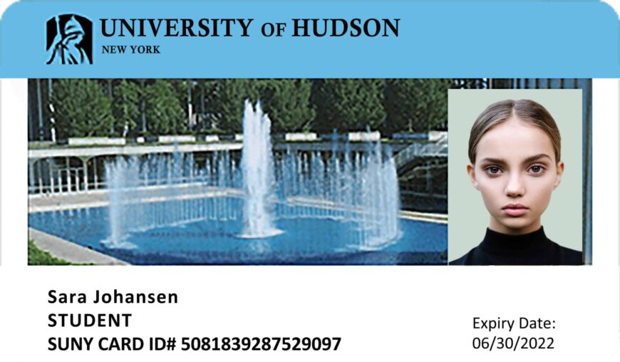 University Of Hudson Student ID Card PSD Template