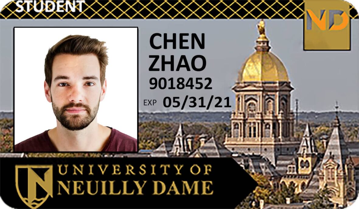 University Of Neuilly Dame Student ID Card PSD Template 1