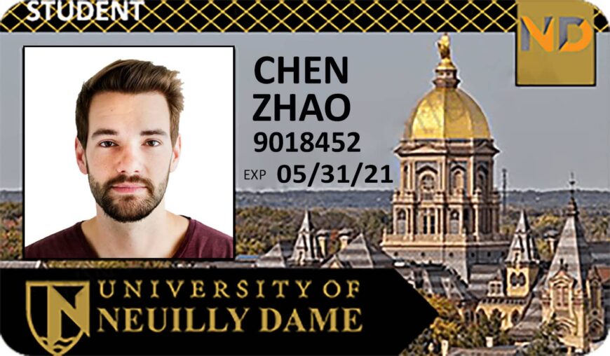 University Of Neuilly Dame Student ID Card PSD Template 1