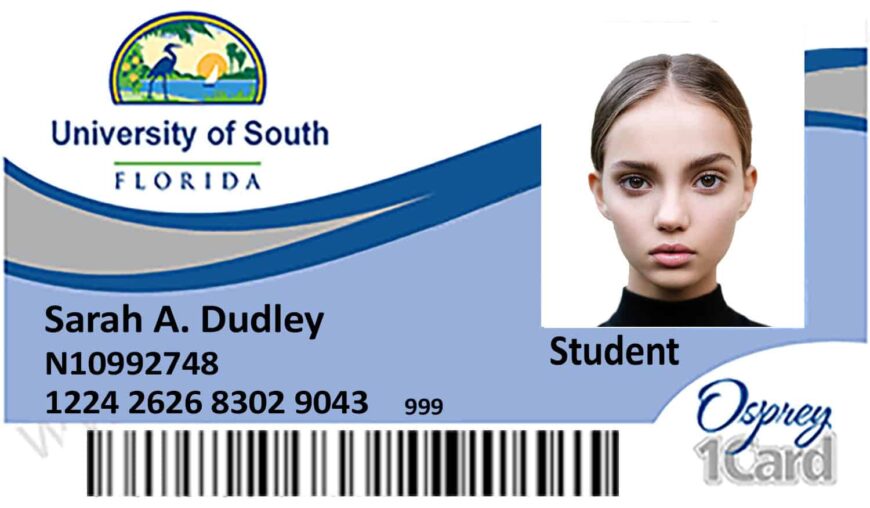University Of South Florida Student ID Card PSD Template