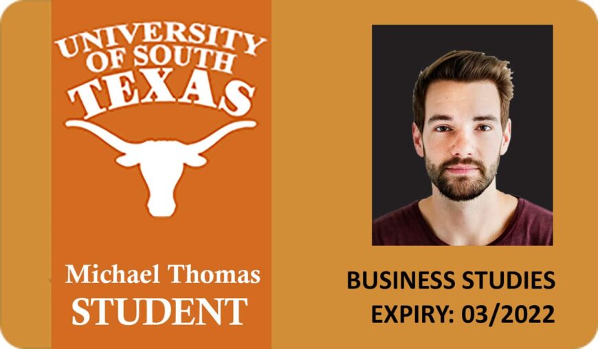 University Of South Texas Student ID Card PSD Template