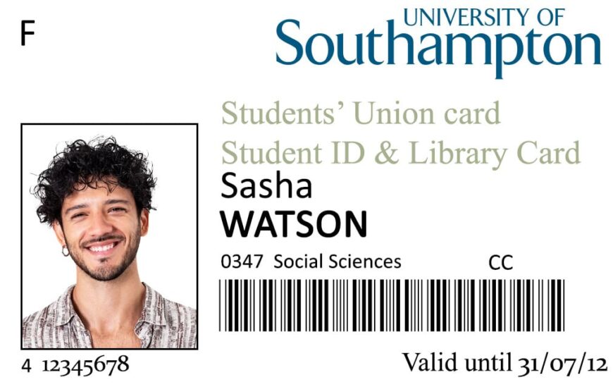University Of Southampton Student ID Card PSD Template