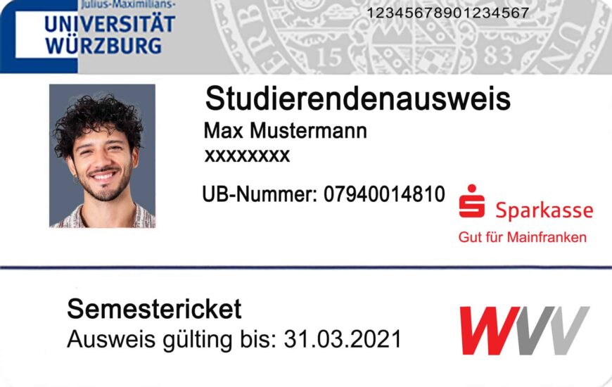 University Of Wurzburg Student ID Card PSD Template