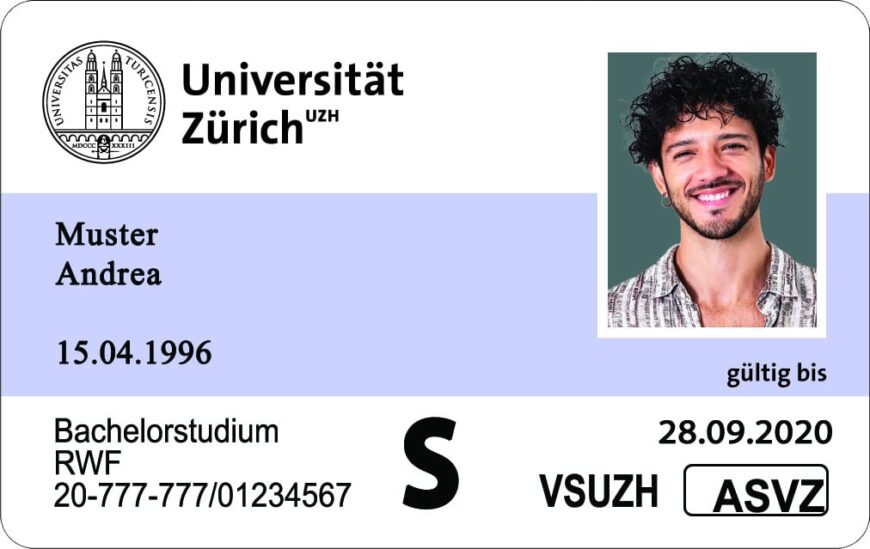 University Of Zurich Student ID Card PSD Template