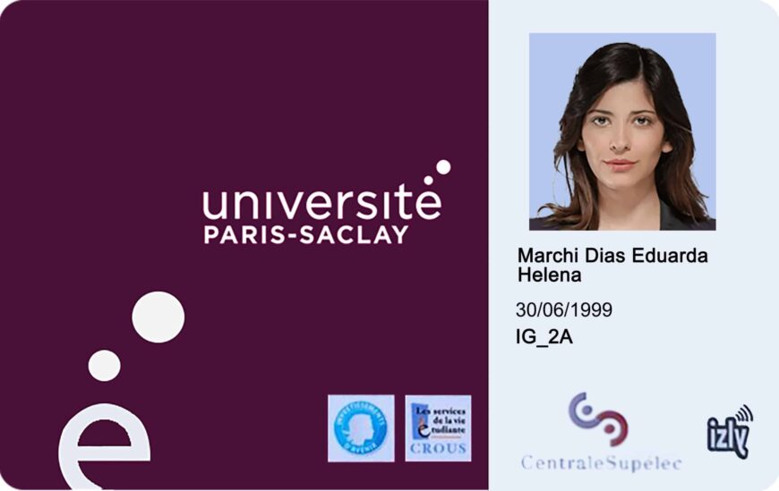 University Paris Saclay Student ID Card PSD Template