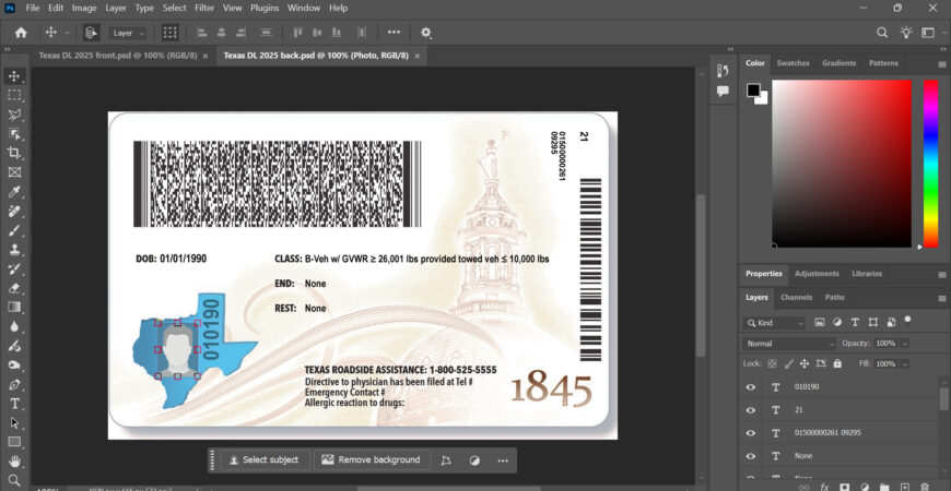 Texas Driver License PSD Template – New2025