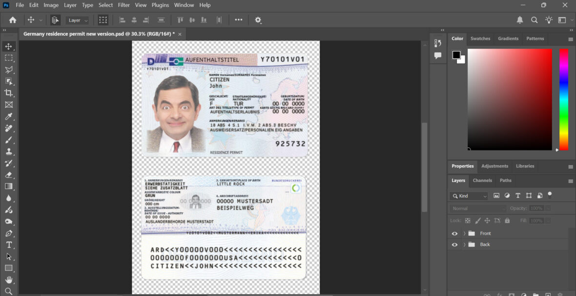 Germany New Fake Residence Permit Card Template in PSD Format