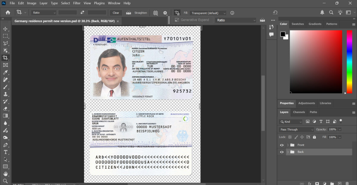 Germany Residence permit PSD Template new version
