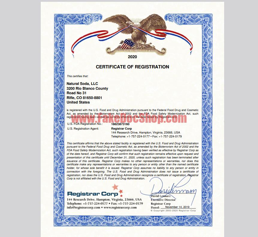 USA certificate of registration Word and PDF template