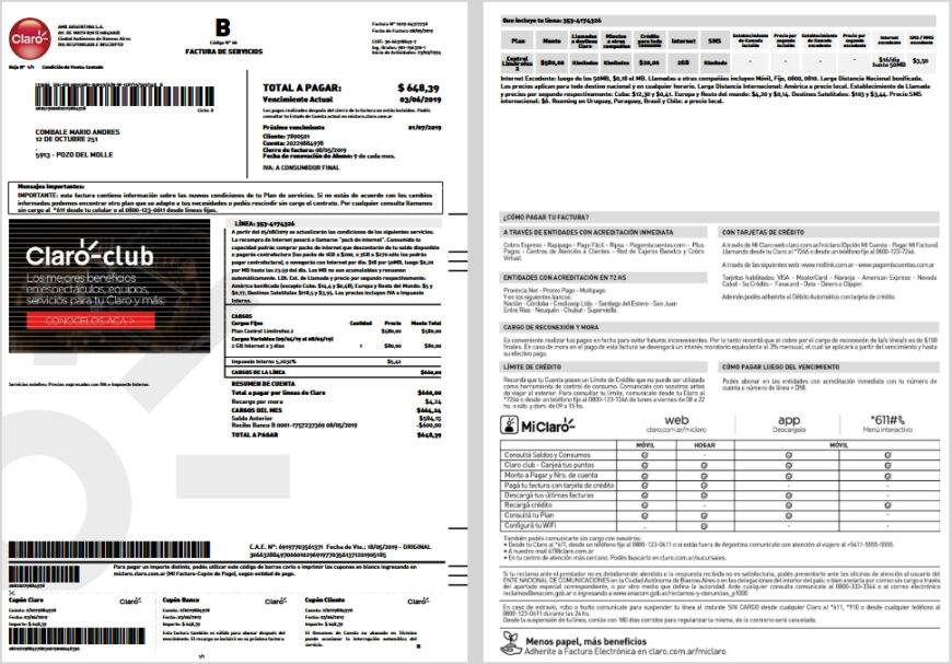 Argentina Claro-AMX ARGENTINA S.A. Template in word and pdf format