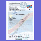 🇨🇩 Democratic Republic of the Congo Birth Certificate Template in word and pdf format