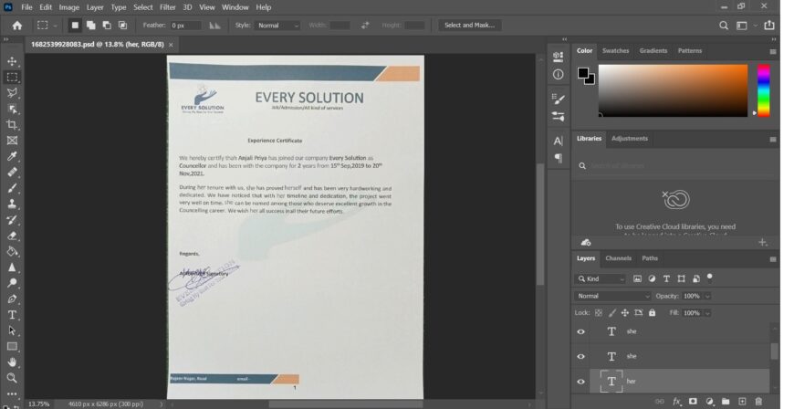 Fake Every Solution Experience Certificate PSD Template