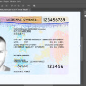 Lithuanian residence permit Card PSD Template