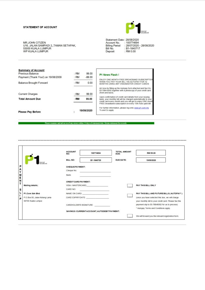 Malaysia Packet 1 Network Bank Statement Template 3 PDF