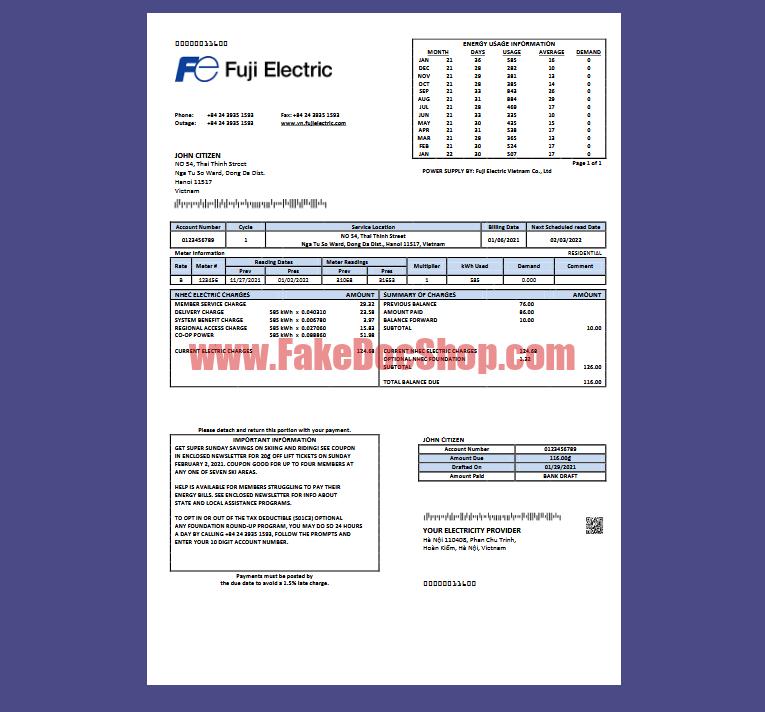 Vietnam Fuji Electric Vietnam Co. Ltd. Template in word and pdf format