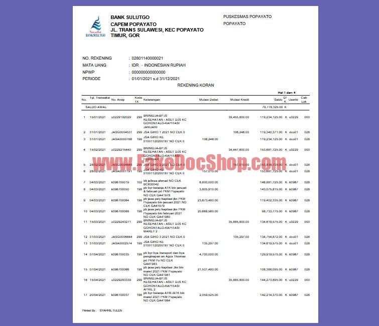 Banking Statement Template (Indonesian Rupiah – PDF & Word)