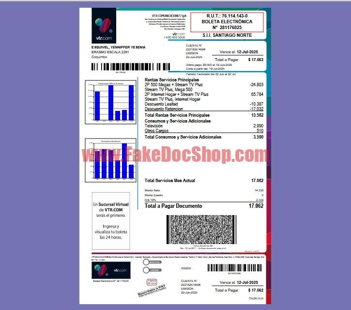 Chile Electronic Bill Template in Word and PDF Format