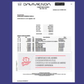Colombia Banco Davivienda Account Statement Template