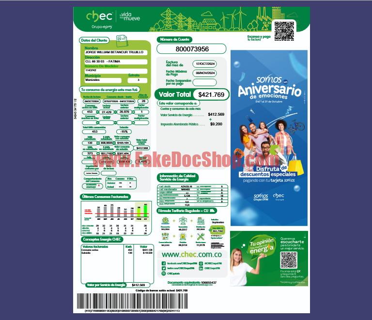 Colombia Manizales Invoice Template in Word And PDF Format