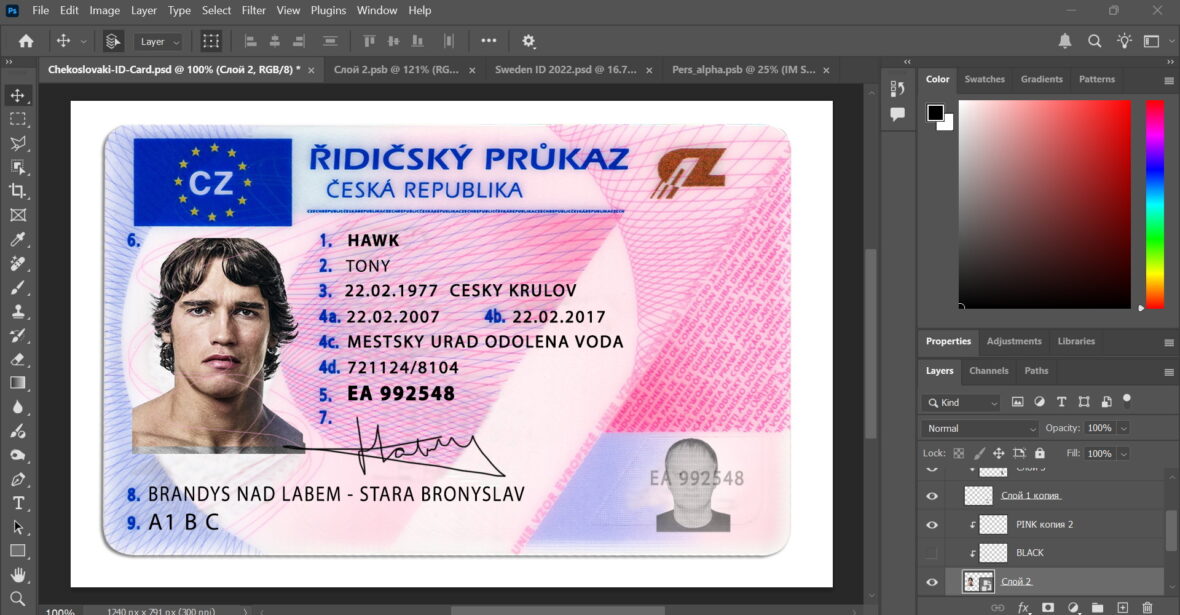 Czech ID Card Template v4