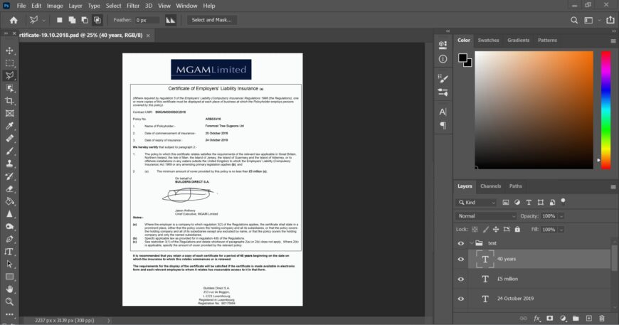 MGA Employer Liability Insurance PSD Template