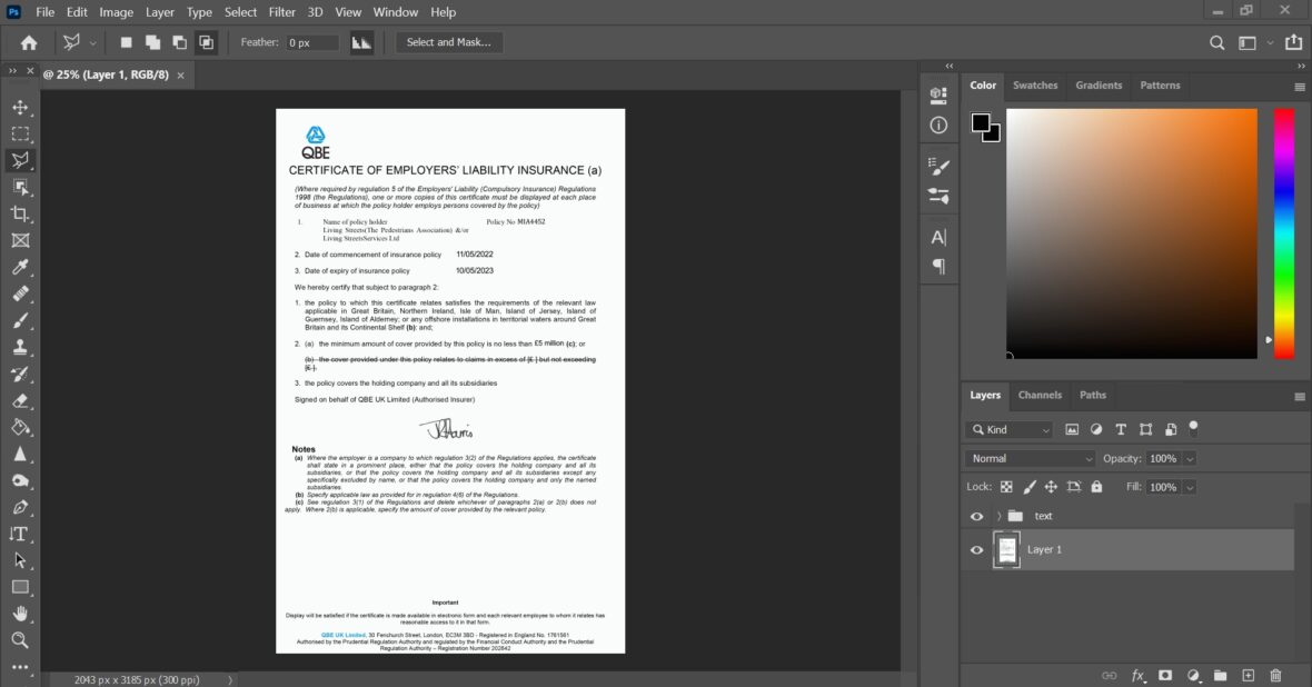 QEB Employer Liability Insurance PSD Template Version 2