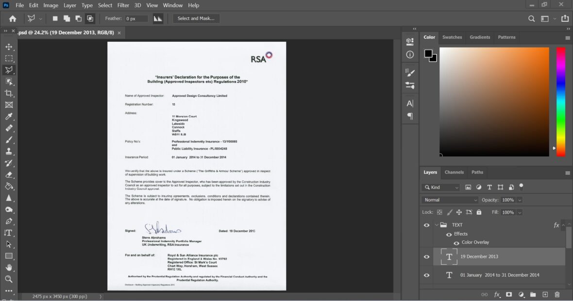 RSA Employer Liability Insurance PSD Template Version 2