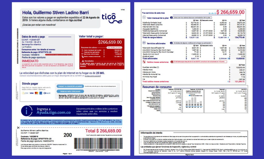 Tigo Colombia Invoice Template in Word and PDF Format