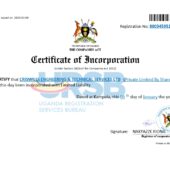 Uganda CRISWILLS ENGINEERING & TECHNICAL SERVICES LTD Certificate of Incorporation Word And PDF Template