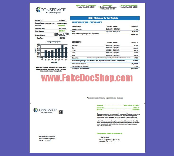 Virginia Constellation & Dominion Energy Utility Bill template (2026)