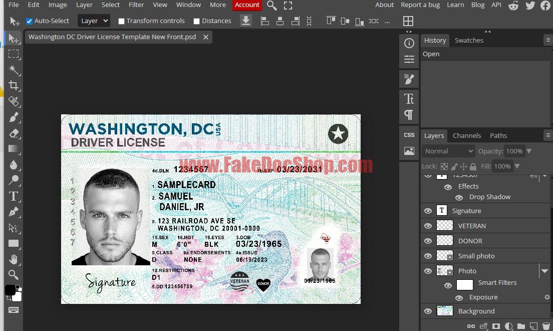 Washington D.C. Driving license PSD Template