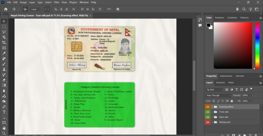 Nepal Driving License PSD Template