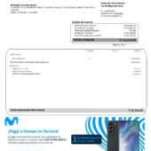 Costa Rica Movistar Telecommunications Bill Word And PDF Template (2 Pages)