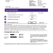 Ireland Energia Electricity Bill Word and PDF Template (4 Pages)